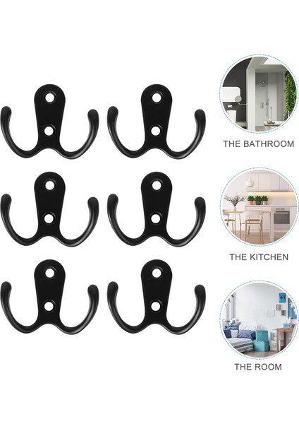 10 Adet 2 Pronged Ceket Kanca Duvara Monte 2 Delik Havlu Askısı Palto Şapka Giyim (Siyah) | Robe Hooks (Yurt Dışından)