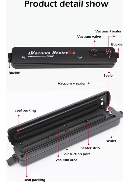 Yeni Yükseltme Vakum Mühürleyen Makinesi Siyah Stil Ab / Abd Plug 220/110 V Ücretsiz Hediye 10 Adet Gıda Vakum Çanta Mutfak Vakum Packer Makinesi | Vakum Gıda Mühürleyenler (Yurt Dışından)