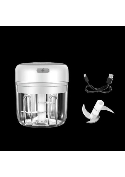 Elektrikli Mutfak Kıyıcı Sarımsak Maser Et Öğütücü Mini Gıda Sebze Biber Kırıcı Şarj Edilebilir Gıda Işlemcisi (Beyaz, 100Ml) (Yurt Dışından)