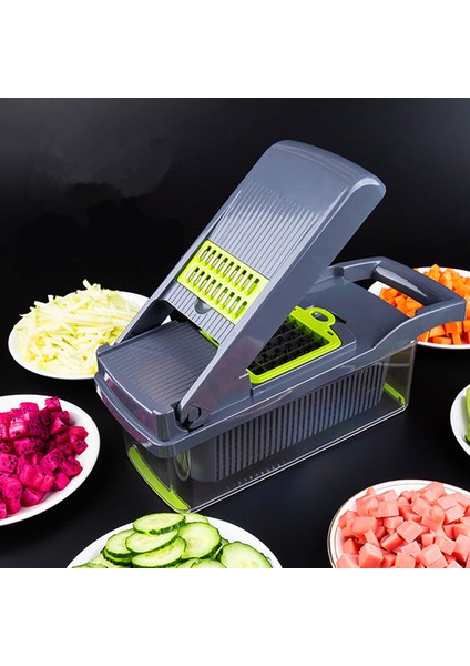 7 In 1 Sebze Kesici Patates Havuç Rende Mutfak Meyveleri Dilimleyici Sarımsak Kırıcı Soğan Kıyıcı Tencere Aksanlıklar Shredders Dilimleyiciler (Gri) (Yurt Dışından) fırsatları