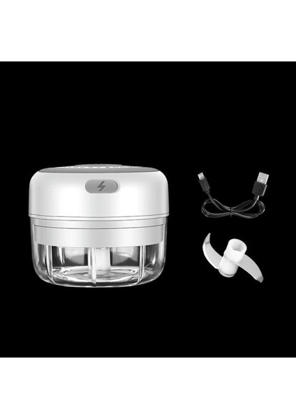 Elektrikli Mutfak Kıyıcı Sarımsak Maser Et Öğütücü Mini Gıda Sebze Biber Kırıcı Şarj Edilebilir Gıda Işlemcisi (Beyaz, 100Ml) (Yurt Dışından)