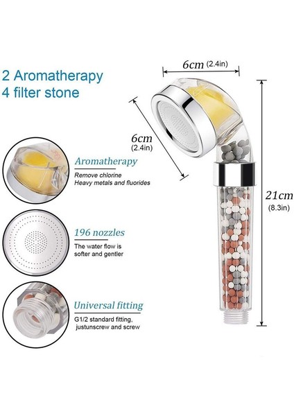 Banyo Iyonik Mineral Boncuk Duş Başlığı C Vitamini İle Duş Filtresi Yüksek Basınç Tasarrufu Su El Spa Duş | Duş Başlığı (Yurt Dışından)