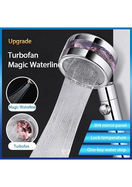 Ayarlanabilir Jet Turboşarjlı Duş 8 K Ayna Sihirli Küçük Bel Su Durdurma Çalkalama Kafa Duş Tasarrufu Su Banyo | Duş Başlıkları (Yurt Dışından) modelleri