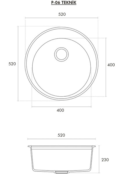 Cristalüx Granit Evye P-06 Beyaz Tezgah Altı Ve Tezgah Üstü Oval Mutfak Evyesi 51,5x51,5cm modelleri