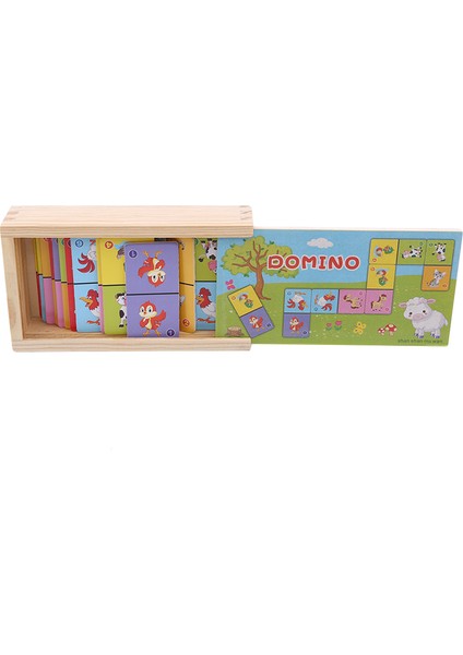 Ahşap Domino Meyve Hayvan Blokları Tanınan Domino Oyunları Yapboz Montessori Çocuk Öğrenme Eğitim Bulmaca Bebek Oyuncak | Domino (Yurt Dışından)