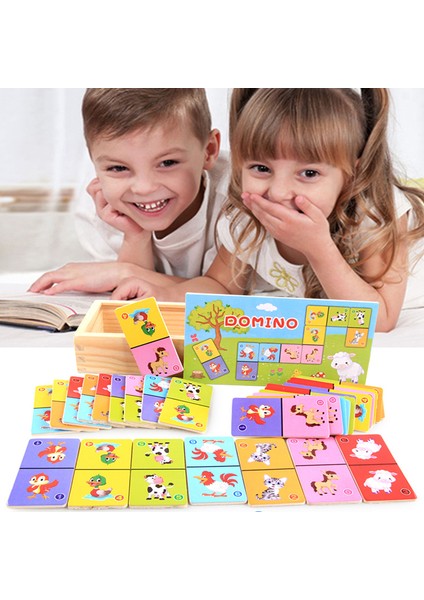 Ahşap Domino Meyve Hayvan Blokları Tanınan Domino Oyunları Yapboz Montessori Çocuk Öğrenme Eğitim Bulmaca Bebek Oyuncak | Domino (Yurt Dışından) fırsatları