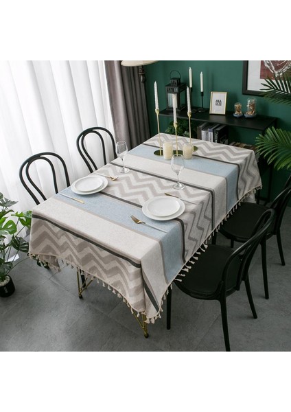 Masa Dekorasyon Yemek Odası Ev Tekstili Için Yemek Odası Masa Kapak Bez Çizgili Modern Parti Üzerinde Dikdörtgen Masa Örtüleri | Masa Örtüleri (140 * 160 Cm) (Yurt Dışından)