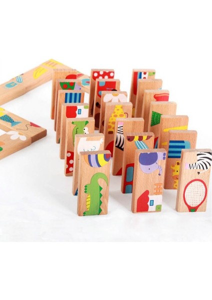 Hayvan Domino Oyuncak Bulmaca Eğlenceli Oyun Domino (Yurt Dışından)