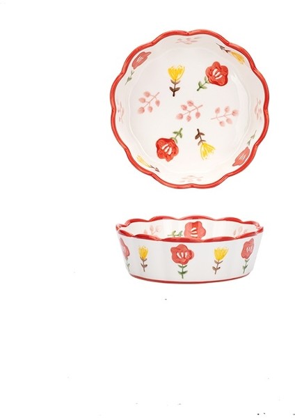 Dantel Ev Seramik Meyve Salatası Kase Özel Iyi Görünümlü Bowl Tatlı Kase Sofra Pirinç Kase | Kaseler (Yurt Dışından)