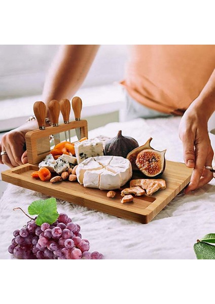 Bambu Peynir Kurulu Dilimleme Bıçağı Çatal Kepçe Kesim Eco Dostu Yapışmaz Yapışmaz Ahşap Mutfak Pişirme Aracı Için Charcuterie Kurulu Servis | Doğrama Blokları (Yurt Dışından)