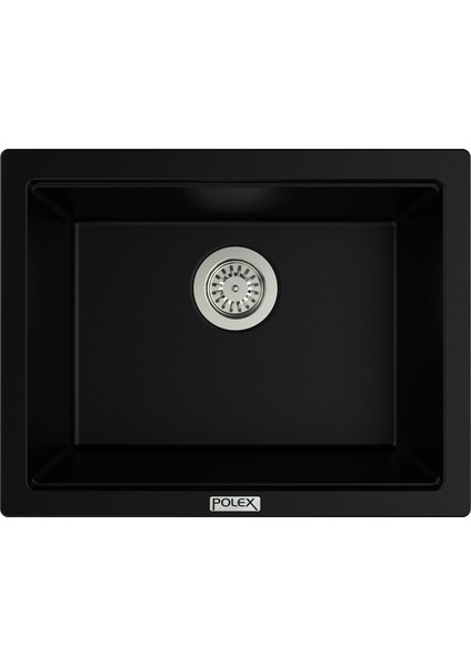 Cristalüx Granit Evye P-09 Siyah Tezgah Altı Ve Tezgah Üstü Kare Mutfak Evyesi 55,5x43,5cm
