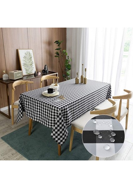 Ekose Su Geçirmez Masa Masa Örtüsü Yemek Odası Için Ev Masa Örtüsü Anti Leke Dikdörtgen Masa Örtüleri Dekorasyon | Masa Örtüleri (140 Cm * 180 Cm) (Yurt Dışından)