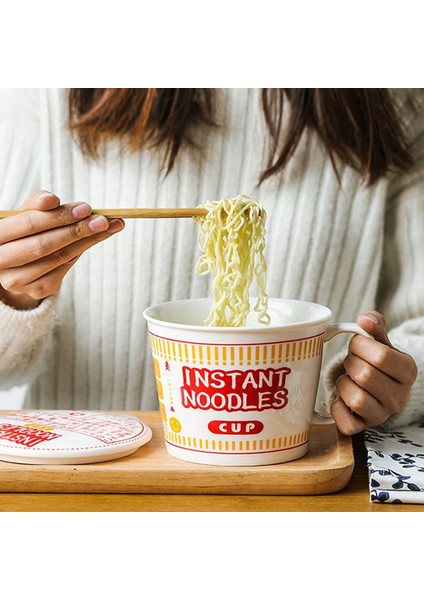Yaratıcı Seramik Anlık Şehriye Kupası Kase Kapak İle Bento Box Öğrenci Öğle Yemeği Kutusu Anında Noodle Bowl Çorba Kase Seti | Kaseler (Yurt Dışından)