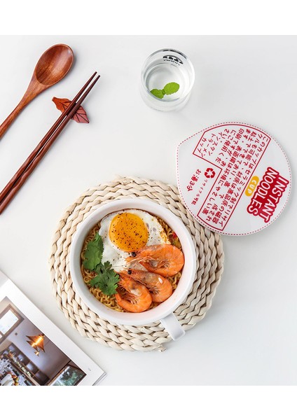 Yaratıcı Seramik Anlık Şehriye Kupası Kase Kapak İle Bento Box Öğrenci Öğle Yemeği Kutusu Anında Noodle Bowl Çorba Kase Seti | Kaseler (Yurt Dışından)