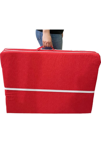 Katlanır Yatak Yer Yatağı Sünger Yatak Tek Kişilik 80 x 180 cm Kırmızı Kırçıllı