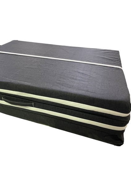 Katlanır Yatak Yer Yatağı Sünger Yatak Tek Kişilik 80 x 180 cm Siyah Kırçıllı
