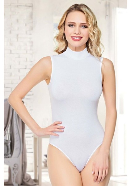 Kadın Balıkçı Yaka Sıfır Kol Çıtçıtlı Body Atlet