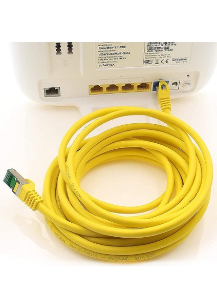 5 Adet CAT7 S/FTP Ethernet (Network, LAN) Kablosu, Sarı, 25 cm