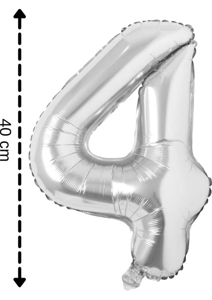 Folyo Balon 4 Rakamı Helyum Balon 40 cm