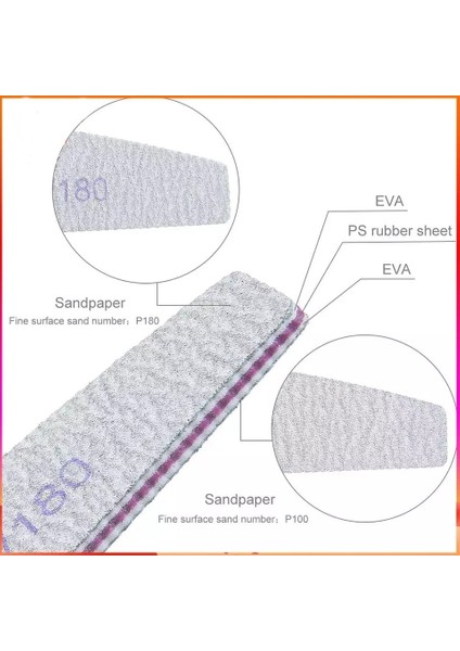 Profesyonel Kağıt Törpü 100/180 (Sert) Protez Tırnak Için 100/180 modelleri