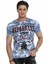 CT629 Mavi Desenli Vintage Biker T-Shirt 1