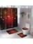 Banyo Duş Seti Su Geçirmez Banyo Perdesi Seti Klozet Örtüsü Mat Kaymaz Banyo Halısı 5