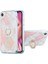 iPhone Xr Döner Standlı Tpu Galvanik Mermer Desenli 2.0mm Imd Iml Telefon Kılıfı Pembe-Beyaz (Yurt Dışından) 1