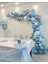 100 Adet Metalik Balon ve 5 Metre Balon Zinciri Mavi Gümüş Beyaz Frozen Konsept 1
