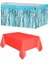 Mavi Metalize Masa Etegi + Plastik Kırmızı Masa Örtüsü 1