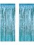 2 Adet 45 cm × 200 cm Metalize Arka Fon Kapı Perdesi Püsküllü Fon Süsü Mavi 1