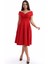 Kırmızı Kayık Yaka Elbise F107 3