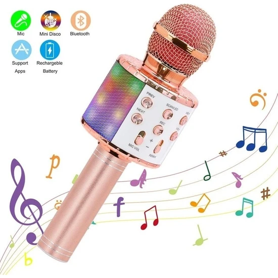 Sunlink Çocuklar Için Dans LED Işıkları Kayıt Işlevi ile Kablosuz Karaoke Mikrofon Bluetooth El Taşınabilir Hoparlör Ev Ktv Oynatıcı (Yurt Dışından)
