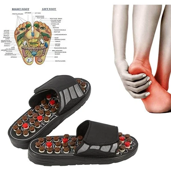 Sanlindou Sağlık Akupunktur Refleksoloji Shiatsu Bahar Döner 3D Ayak Masaj Terlik Omurga Sandal Vücut Detoks Ayak Masaj Ayakkabı | Ayak Bakım Aracı (Yurt Dışından)