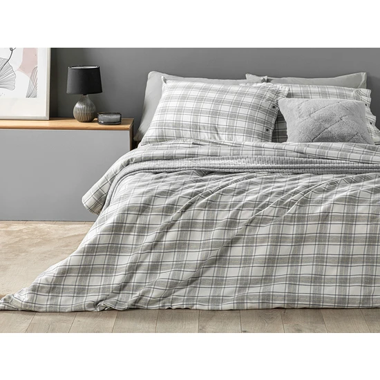 English Home Cozy Plaid Winter Soft Super King Nevresim Takımı 260 x 220 cm. Gri