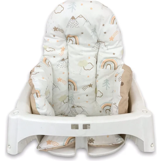 Bebek Özel Mama Sandalyesi Minderi Kahverengi Gökkuşağı/kahverengi Yıldızlı