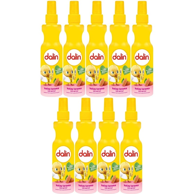 Dalin Kolay Saç Tarama Spreyi 200ML Badem Özlü (9 Lu Set)