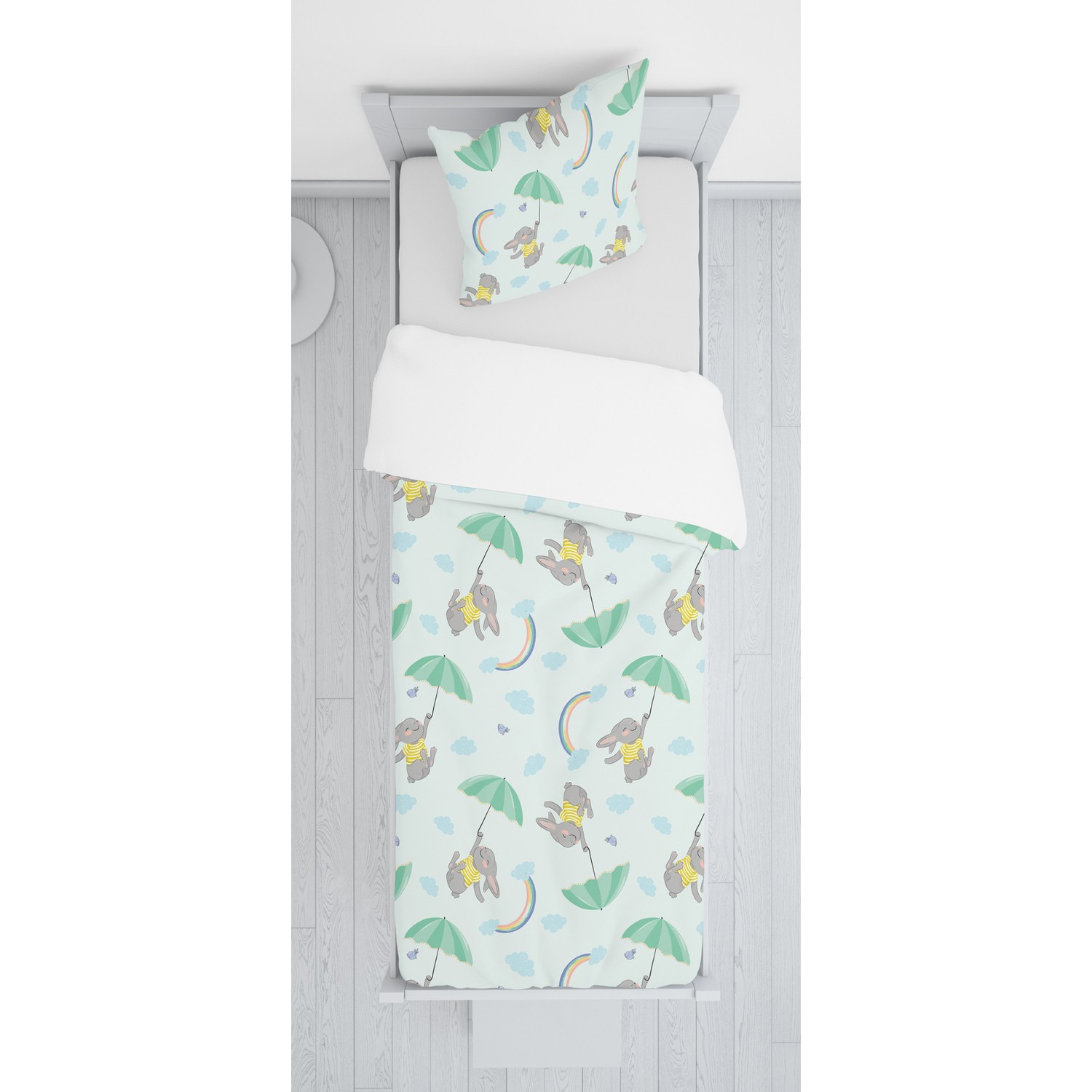 Decosew Şemsiyeli Tavşan Figürlü Kadife Yatak Örtüsü Yastık Fiyatı