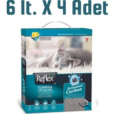 Reflex Ince Taneli Aktif Karbonlu Topaklanan Kedi Kumu 6 Lt x 4 Adet