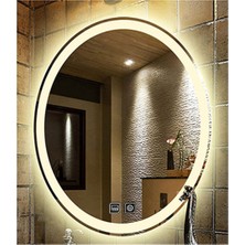Global Led Mirror 55X75 cm Dokunmatik Tuşlu Buğu Çözücü Ledli Elips Banyo Aynası