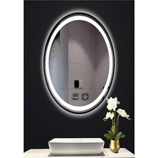 Global Led Mirror 55X75 cm Dokunmatik Tuşlu Buğu Yapmayan Ledli Elips Banyo Aynası