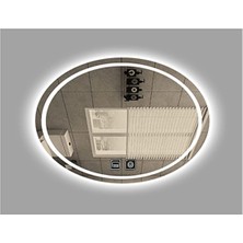 Global Led Mirror 55X75 cm Dokunmatik Tuşlu Buğu Çözücü Ledli Elips Banyo Aynası