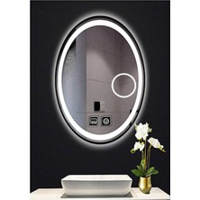 Global Led Mirror 65X85 cm Makyaj Aynalı Dokunmatik Tuşlu Buğu Yapmayan Ledli Elips Banyo Aynası