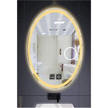 Global Led Mirror 55X75 cm Makyaj Aynalı Dokunmatik Tuşlu Buğu Yapmayan Ledli Elips Banyo Aynası