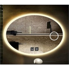 Global Led Mirror 55X75 cm Makyaj Aynalı Dokunmatik Tuşlu Buğu Yapmayan Ledli Elips Banyo Aynası