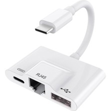 Guangdong Spirit Tip-C Için 3'ü 1 Arada Şarj Adaptörü Lan 100MBPS Ethernet RJ45 Adaptörü Tip-C Akıllı Telefon Için Otg USB 3.0 Kamera Okuyucu