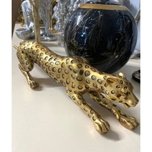 Mirsa Global Leopar Eskitme Gold Dekoratif Biblo