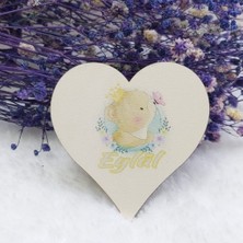 Hayaller Dükkanı 30 Adet Baskılı Kız Bebek Magnetleri Uv Baskı Kalp Ahşap