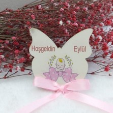 Hayaller Dükkanı 30 Adet Kelebek Şekinde Balon Baskılı Ahşap Bebek Magnetleri Uv Baskı