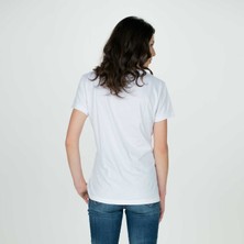 Think Simple Kadın Derin V Yaka T-Shirt - Beyaz