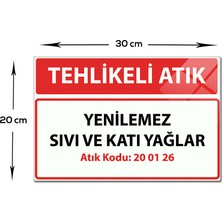 Decorita Cam Tablo | Tehlikeli Atık Cam Tabela | Atık Kodu:20 01 26 | 20cm x 30cm